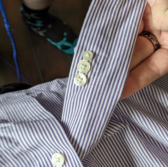 !LOWEST OFFER! Croft and Barrow Purple & White striped button down, XXL - Picture 6 of 6